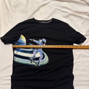 Old Navy Black Tee with Space Skateboarder Design